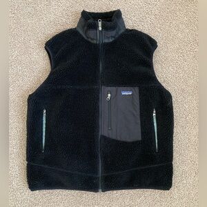Vtg 2000 Patagonia Retro-X Deep Pile Fleece Black Vest  Men Size Large USA Made